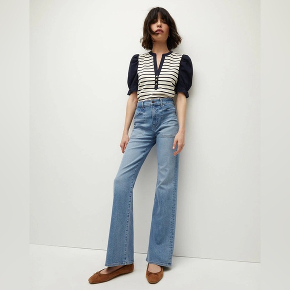 Veronica Beard Raegan Short Puff Sleeve Striped Top NWT - Picture 2 of 7